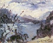 Lovis Corinth Walchensee mit Bergkette und Uferhang France oil painting artist